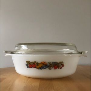 Vintage Fire King Anchor Hocking Natures Bounty 1 1/2 Quart Casserole Dish #433